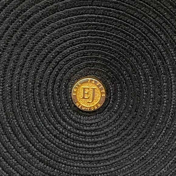 ERIC JAVITS Black Straw Woven 7.5” Round Wristlet - Picture 9 of 16